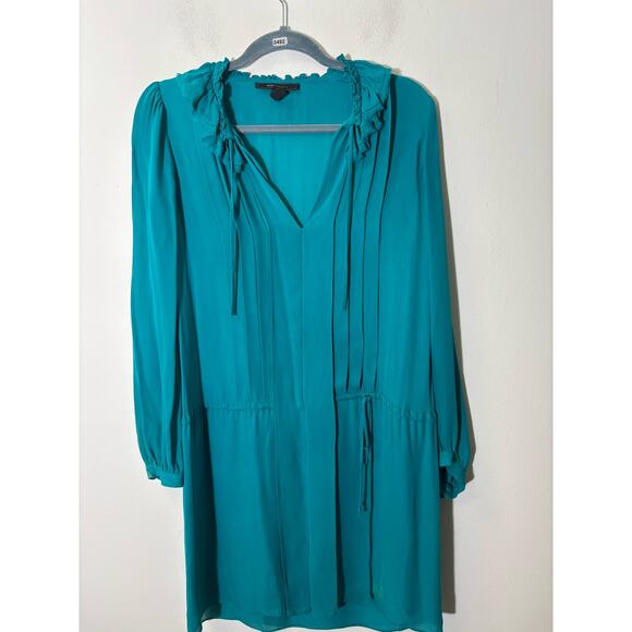 BCBG Dark Teal Long Sleeve Flowy Mini Dress Sz XS - Picture 1 of 3